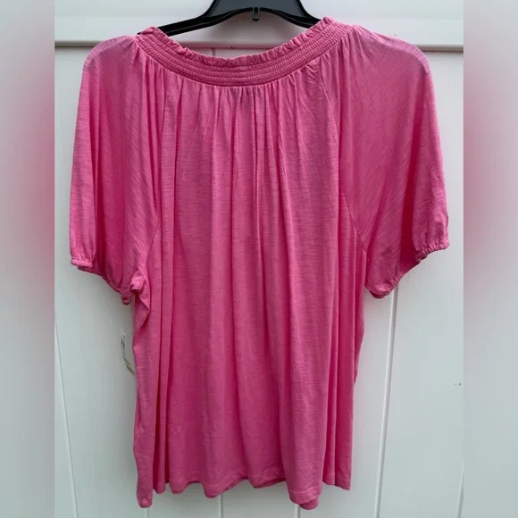 Style & Co Short Sleeve Top, Pink W/Embroidered Floral Pattern On Front. 3X NWT - Picture 5 of 6